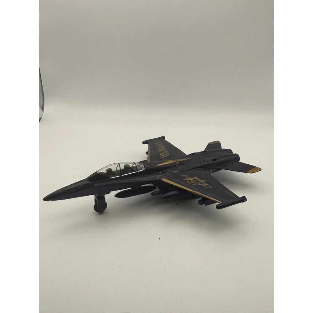 US Navy Blue Angels F/A-18 Hornet Diecast Fighter Jet Model Navy BlueGold Accent